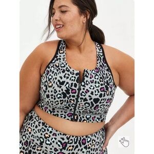 Torrid Cheetah Print Zip Front Racer-back Active Sports Bra Sz 3X
